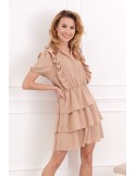 Dark beige dress with ruffles 06165 - Online store - Boutique